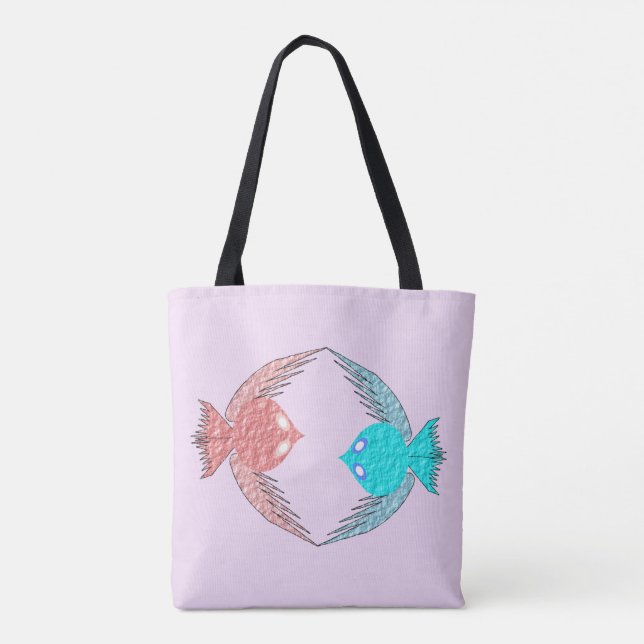 Bolsa Tote Pássaros de Amor, Rosa e Azul (Verso)