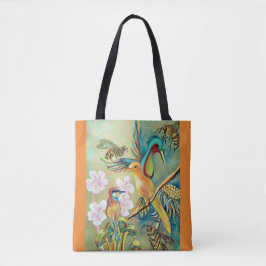 Bolsa Tote pássaros e abelhas que pintam a sacola