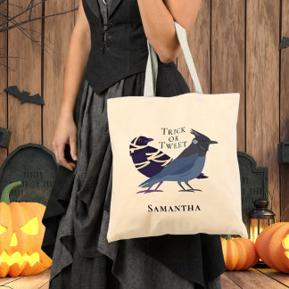 Bolsa Tote Pássaros Fofos de Fantasia Halloween Truque ou Pio