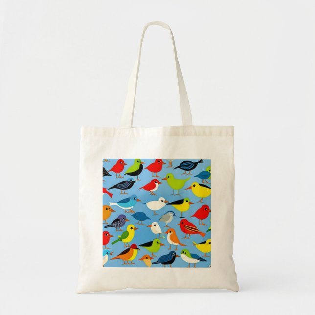 Bolsa Tote pássaros pássaros, passarinhos, desenho animado (Frente)