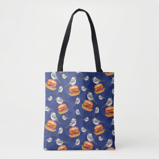Bolsa Tote Pássaros Tahoe Cheeseburger em Azul Profundo (Frente)