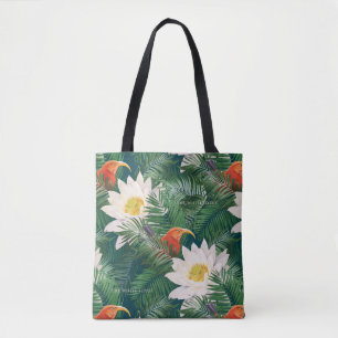 Bolsa Tote Pássaros Tropicais e Lotus Brancos