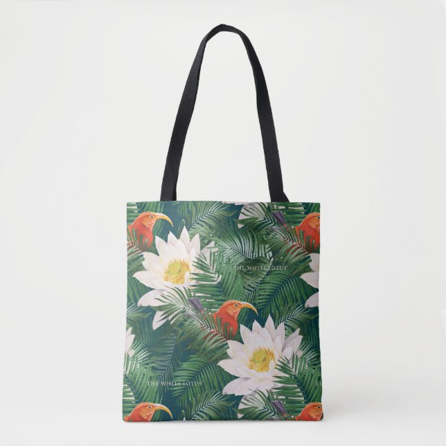 Bolsa Tote Pássaros Tropicais e Lotus Brancos (Frente)