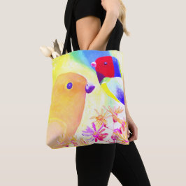 Bolsa Tote Pássaros Vibrantes de Tiedô