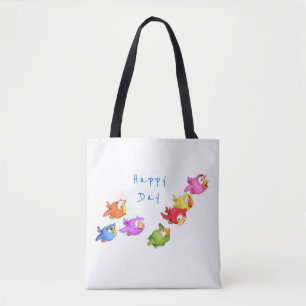 Bolsa Tote Pássaros Voadores Felizes Coloridos - Pássaros E