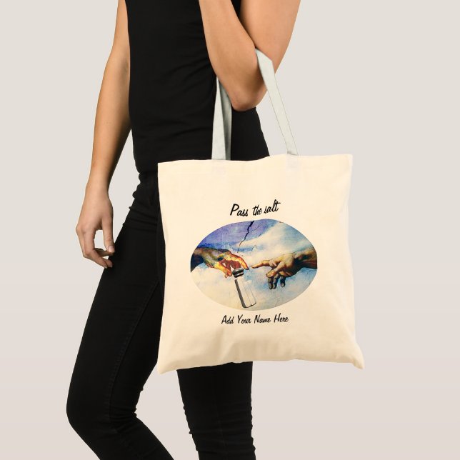 Bolsa Tote Passe as mãos de sal, paródia de arte fina, adicio (Frente (produto))