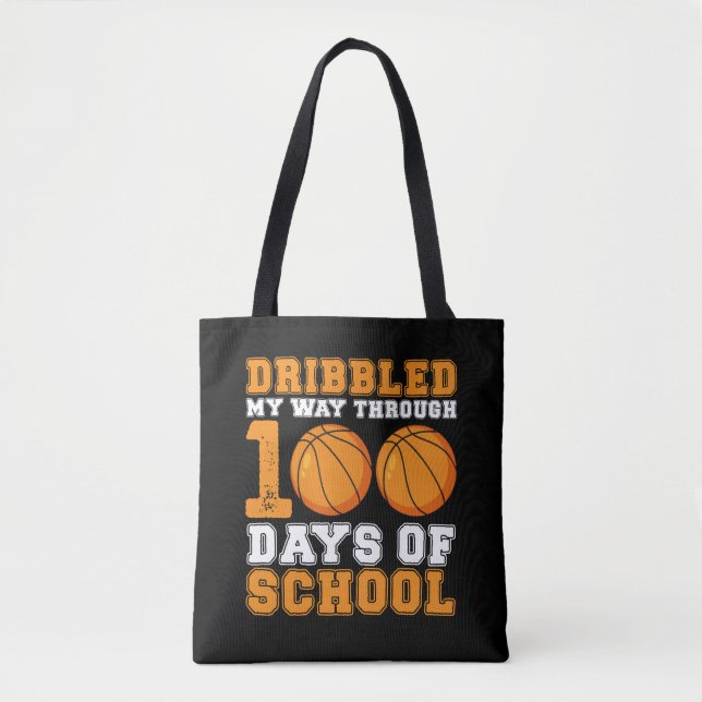 Bolsa Tote Passei Por 100 Dias De Basquete Escolar (Frente)