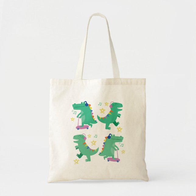 Bolsa Tote Passeio de Dinossauro Disco (Frente)