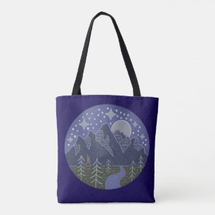 Bolsa Tote Passeio Noturno Estrelado do Pé-Grande Arte Folc