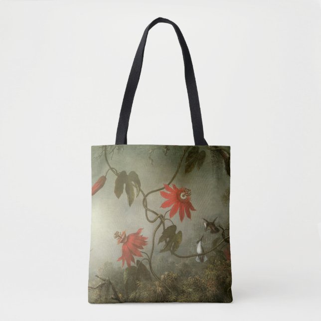 Bolsa Tote Passion Flowers e Hummingbird por Martin J Heade (Frente)