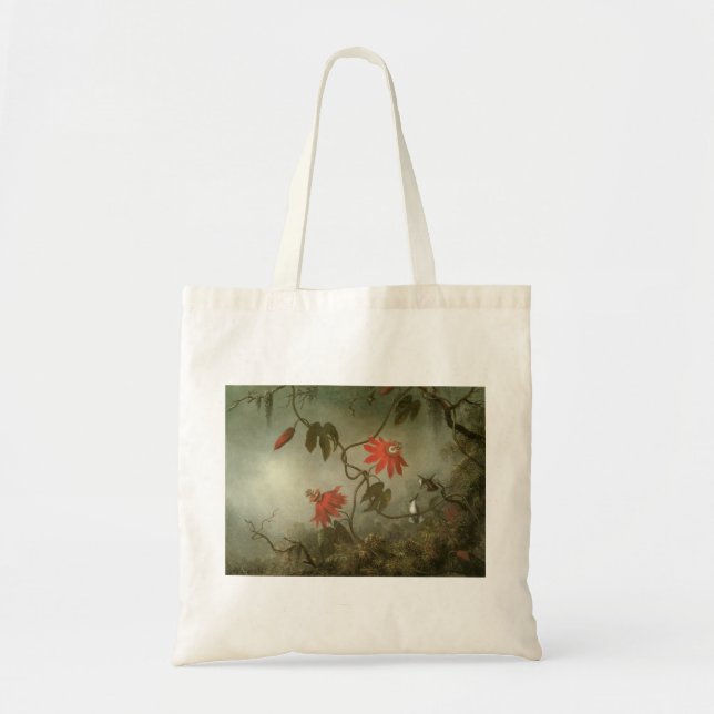Bolsa Tote Passion Flowers e Hummingbird por Martin J Heade (Frente)