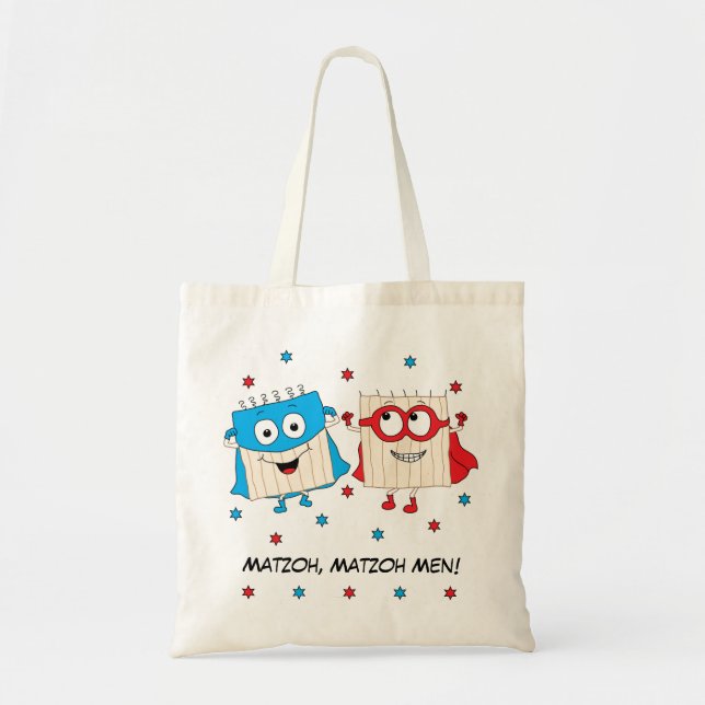 Bolsa Tote Passover Tote Bag "Matzoh, Matzoh Men!" (Frente)