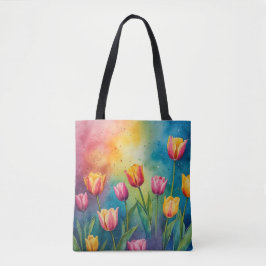 Bolsa Tote Pasta Tulipas aquarela Saco