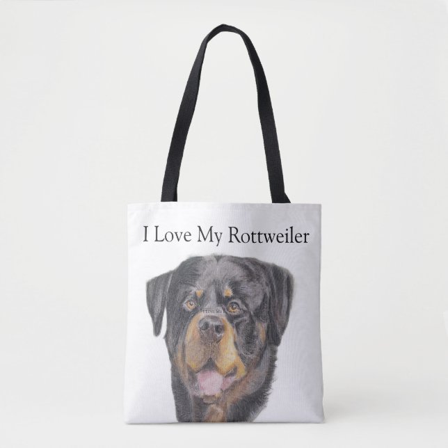 Bolsa Tote Pastéis Macios - Bela Pintura de um Rottweiler (Frente)