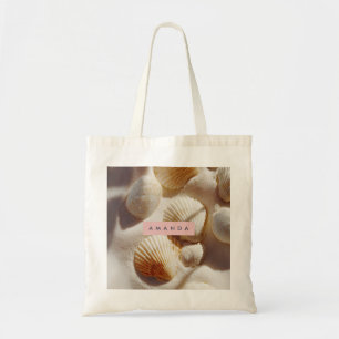 Bolsa Tote Pastéis Personalizados Conchas Costeiras na Areia