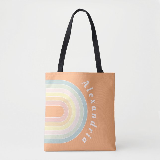 Bolsa Tote Pastel Arco-Íris Personalizado (Frente)