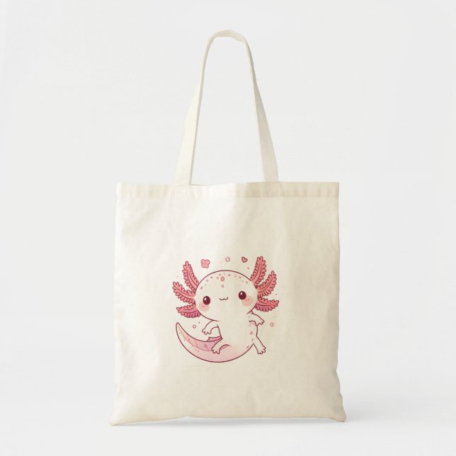Bolsa Tote Pastel Axolotl Whimsical - Kawaii Cute Art (Frente)