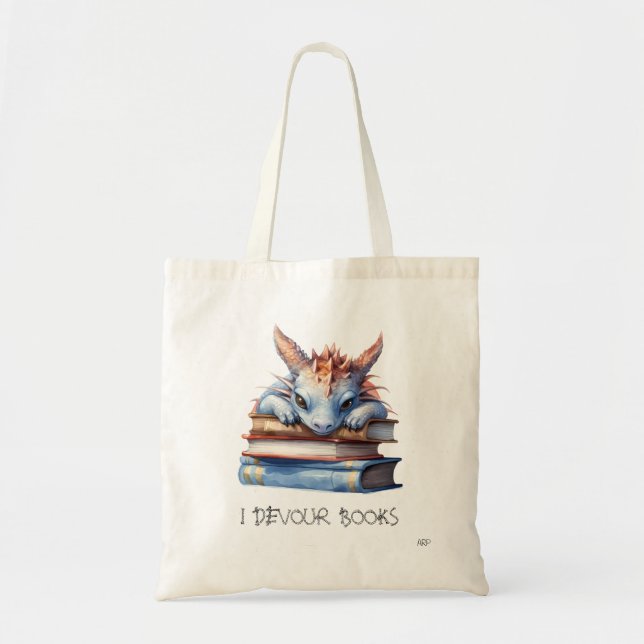 Bolsa Tote *~* Pastel Baby Dragon LENDO LIVRO de devoração AP (Frente)