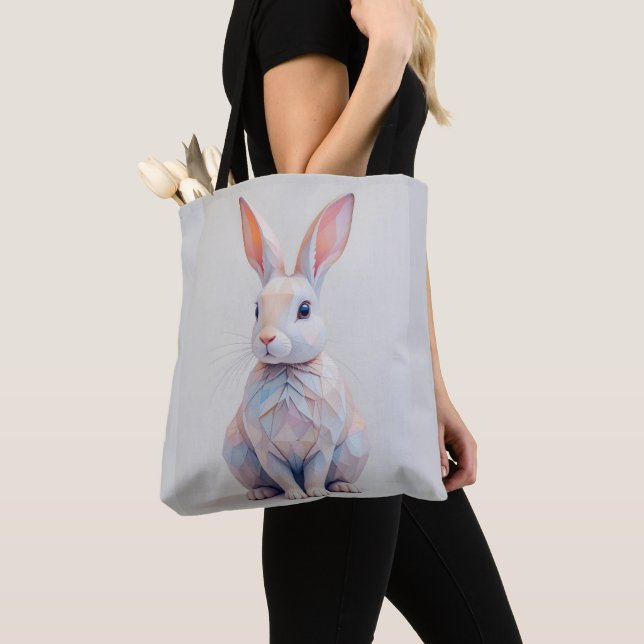 Bolsa Tote Pastel Baixo Poly Bunny (Close Up)