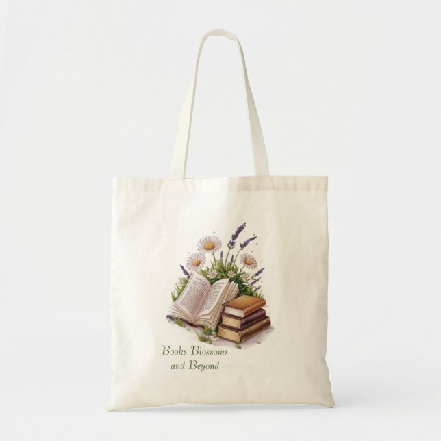 Bolsa Tote Pastel Books e Flores Selvagens Tote Bag (Frente)