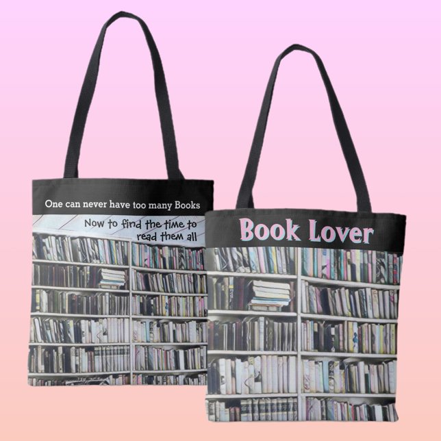 Bolsa Tote Pastel Books em Bookcase Shelds Chic Black (Criador carregado)