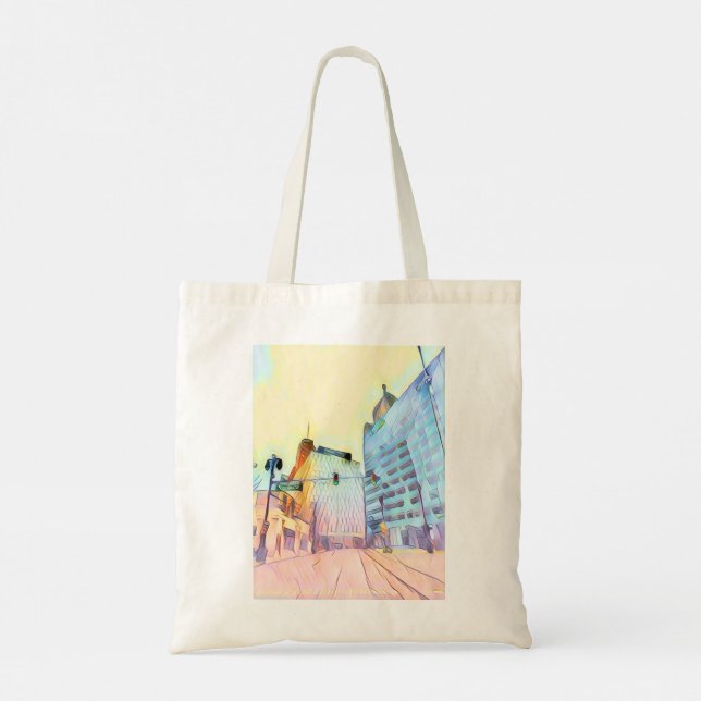 Bolsa Tote Pastel Cityscape Grocery Back (Verso)