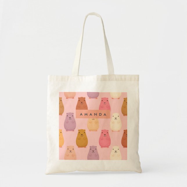 Bolsa Tote Pastel Cute Capybara Pattern Personalizado (Frente)