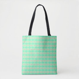 Bolsa Tote Pastel de Damas Geométricas de Arte Verde Amarelo