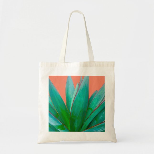 Bolsa Tote Pastel do deserto de Abstrato Agave Verde (Frente)