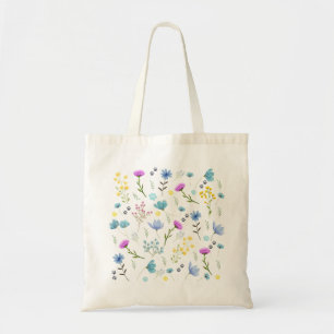Bolsa Tote Pastel Floral Tote Bag - Padrão de flor selvagem