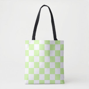 Bolsa Tote Pastel Green Checkered Gingham Patterno