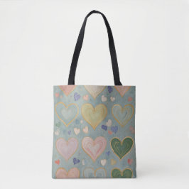 Bolsa Tote Pastel Heart Tapeçaria