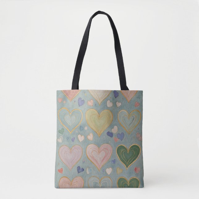 Bolsa Tote Pastel Heart Tapeçaria (Frente)