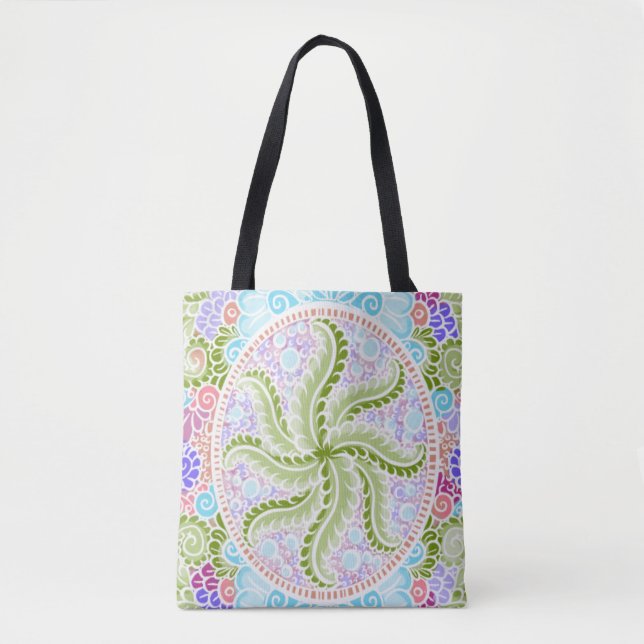 Bolsa Tote Pastel Nature Mandala Art (Frente)