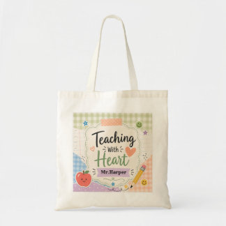 Bolsa Tote Pastel Personalizado Xadrez Ensino Com Coração