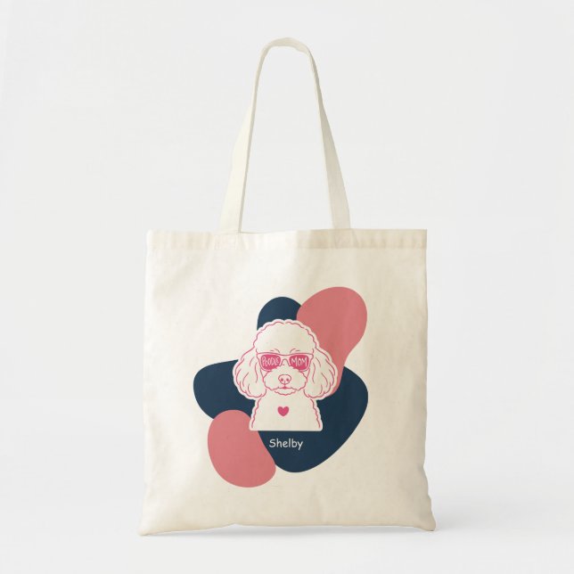 Bolsa Tote Pastel Poodle Mom Custom Name Tote Bag (Frente)