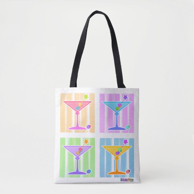 BOLSA TOTE PASTEL POP ART MARTINIS (Frente)