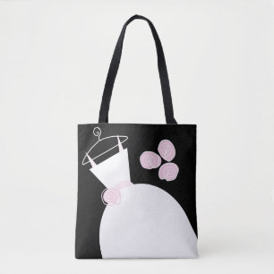 Bolsa Tote Pastel preto Cor-de-Rosa de Casamento