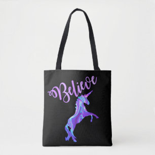 Bolsa Tote Pastel Rainbow Acredita Em Unicórnios