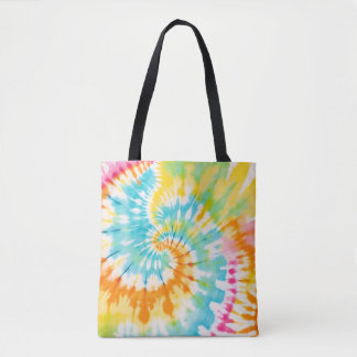 Bolsa Tote Pastel Rainbow Tie Dye Spiral Pattern