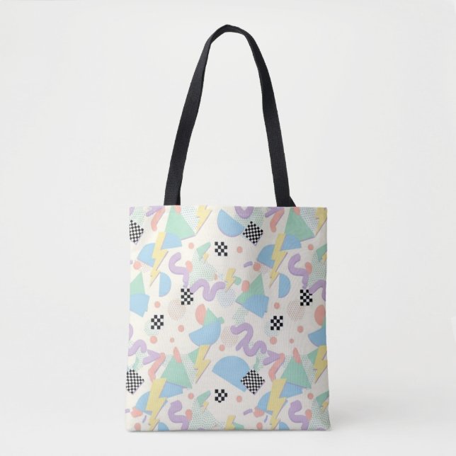 Bolsa Tote Pastel Retro Memphis Pattern Swirls (Frente)