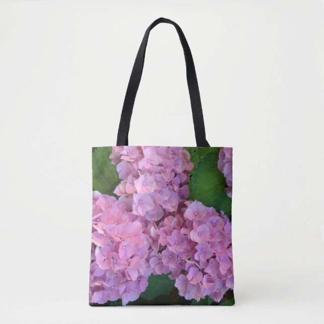 Bolsa Tote Pastel rosa Hortensia hydrangea floresce (Frente)