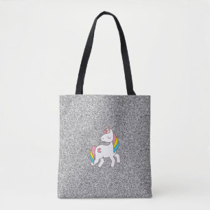 Bolsa Tote Pastel Silver Glitter Unicorn