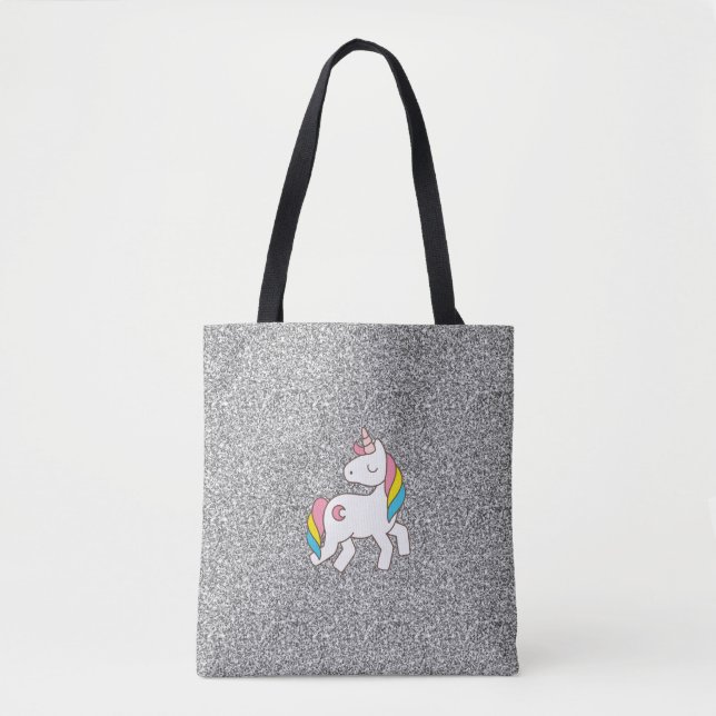 Bolsa Tote Pastel Silver Glitter Unicorn (Frente)