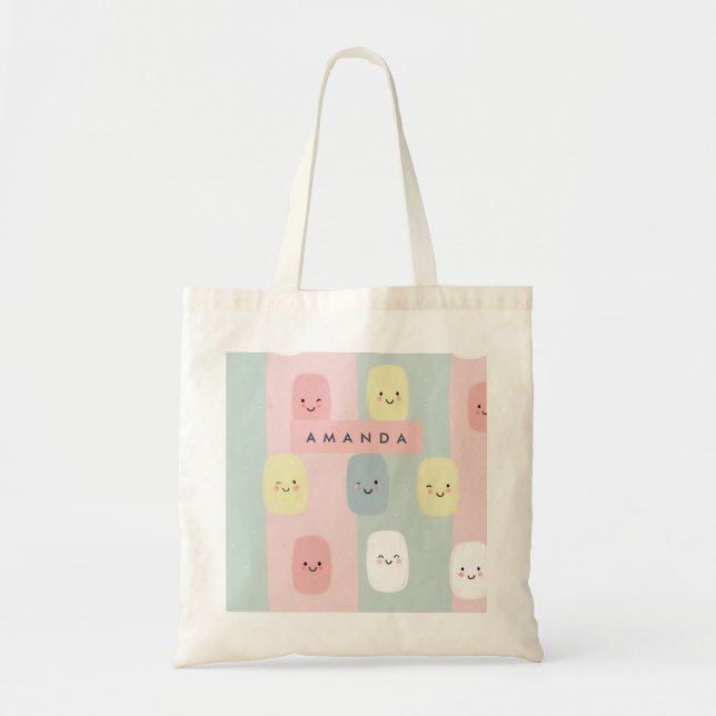 Bolsa Tote Pastel Sorrindo Personalizado Sweets Kawaii (Frente)