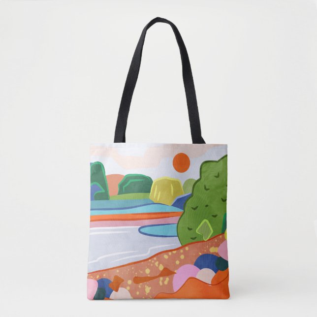 Bolsa Tote Pastel Sunset sobre o Vale (Frente)