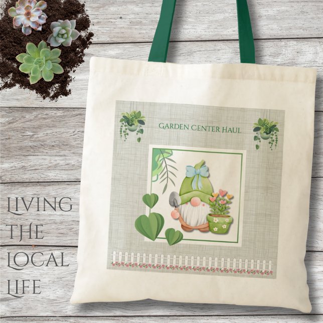 Bolsa Tote Pastel Whimsical Green Gnome Gardening Tote Bag (Cultivate joy and carry your garden treasures in style with this charming gnome tote!)