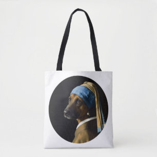 Bolsa Tote Pastor Alemão Clássico Inspirado em Retrato com Pé