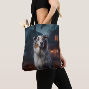 Bolsa Tote Pastor Australiano de Halloween Assustador