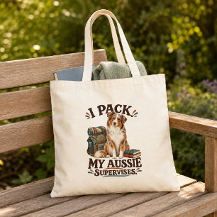 Bolsa Tote Pastor Australiano Engraçado Eu Faço as Malas Meu